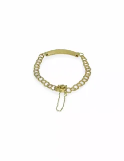 Best Sale Esclava eslabón love y placa satinada oro 18k - 20 cm Esclavas|Pulseras De Plata