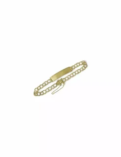 Best Sale Esclava eslabón love y placa satinada oro 18k - 20 cm Esclavas|Pulseras De Plata