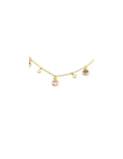 Fashion Gargantilla colgantes hojas y circonitas colores Plata 925 chapada en oro - 40 cm Gargantillas De Plata