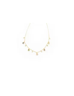Fashion Gargantilla colgantes hojas y circonitas colores Plata 925 chapada en oro - 40 cm Gargantillas De Plata