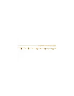 Fashion Gargantilla colgantes hojas y circonitas colores Plata 925 chapada en oro - 40 cm Gargantillas De Plata