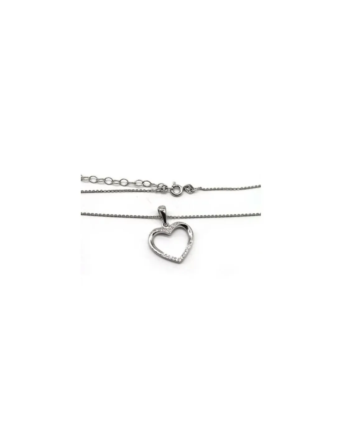 Best Sale Gargantilla con colgante silueta corazón con circonitas plata - 45 cm Gargantillas De Plata|Colgante De Corazones