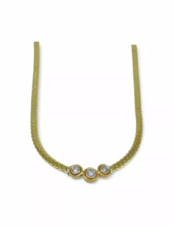 Cheap Gargantilla con tres diamantes chatón oro 18k - 40cm Cadenas Con Brillantes|Gargantillas De Oro