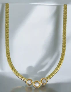 Cheap Gargantilla con tres diamantes chatón oro 18k - 40cm Cadenas Con Brillantes|Gargantillas De Oro