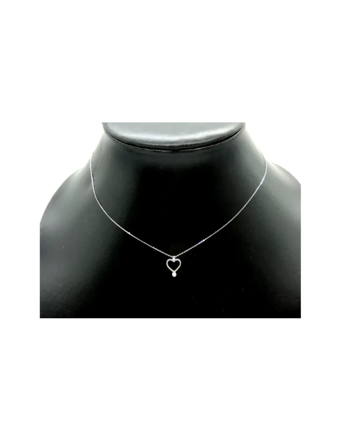 New Gargantilla corazón con brillante oro blanco 18k - 44 cm Cadenas Con Brillantes|Gargantillas De Oro