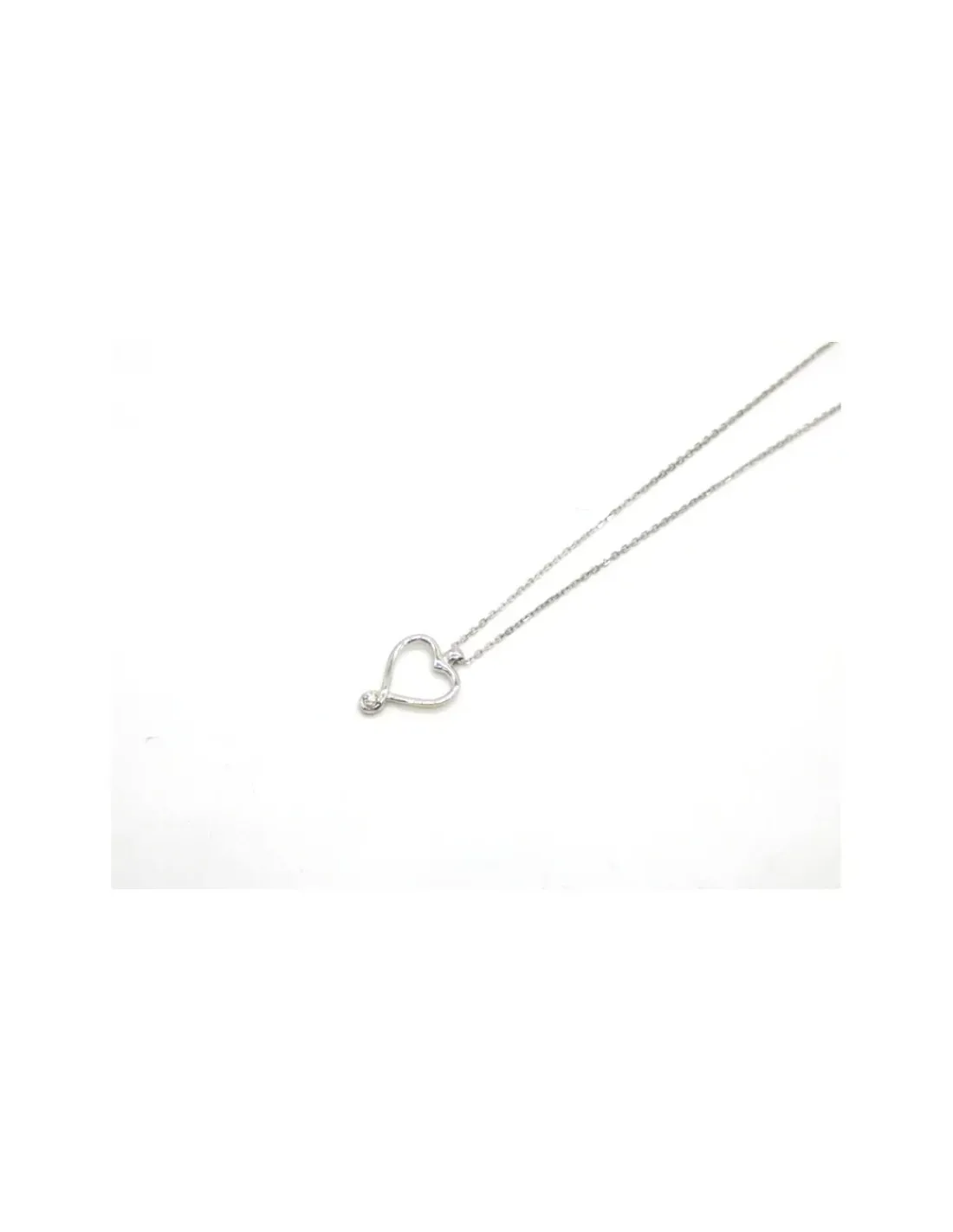 New Gargantilla corazón con brillante oro blanco 18k - 44 cm Cadenas Con Brillantes|Gargantillas De Oro