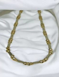 Cheap Gargantilla eslabones mixtos oro 18k - 45cm Gargantillas De Oro