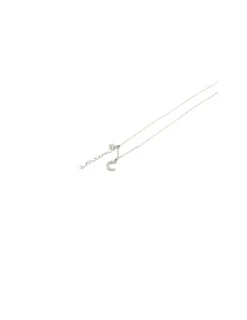 Sale Gargantilla plata doble cadena media luna y estrella circonitas - 44cm Gargantillas De Plata