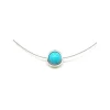 Best Gargantilla plata y acero colgante redondo liso con bola turquesa - 45 cm Gargantillas De Plata