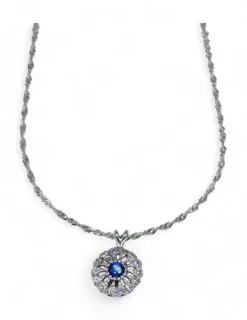 New Gargantilla tallaje antiguo con circonitas y circonita azul oro blanco 18k - 44 cm Gargantillas De Oro