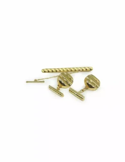 Flash Sale Gemelos redondos rayados oro 18k - 1.5 cm Más Joyas