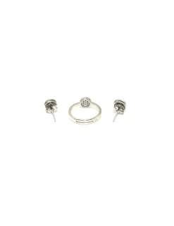Store Juego anillo y pendientes redondos circonitas plata rodiada Más Joyas