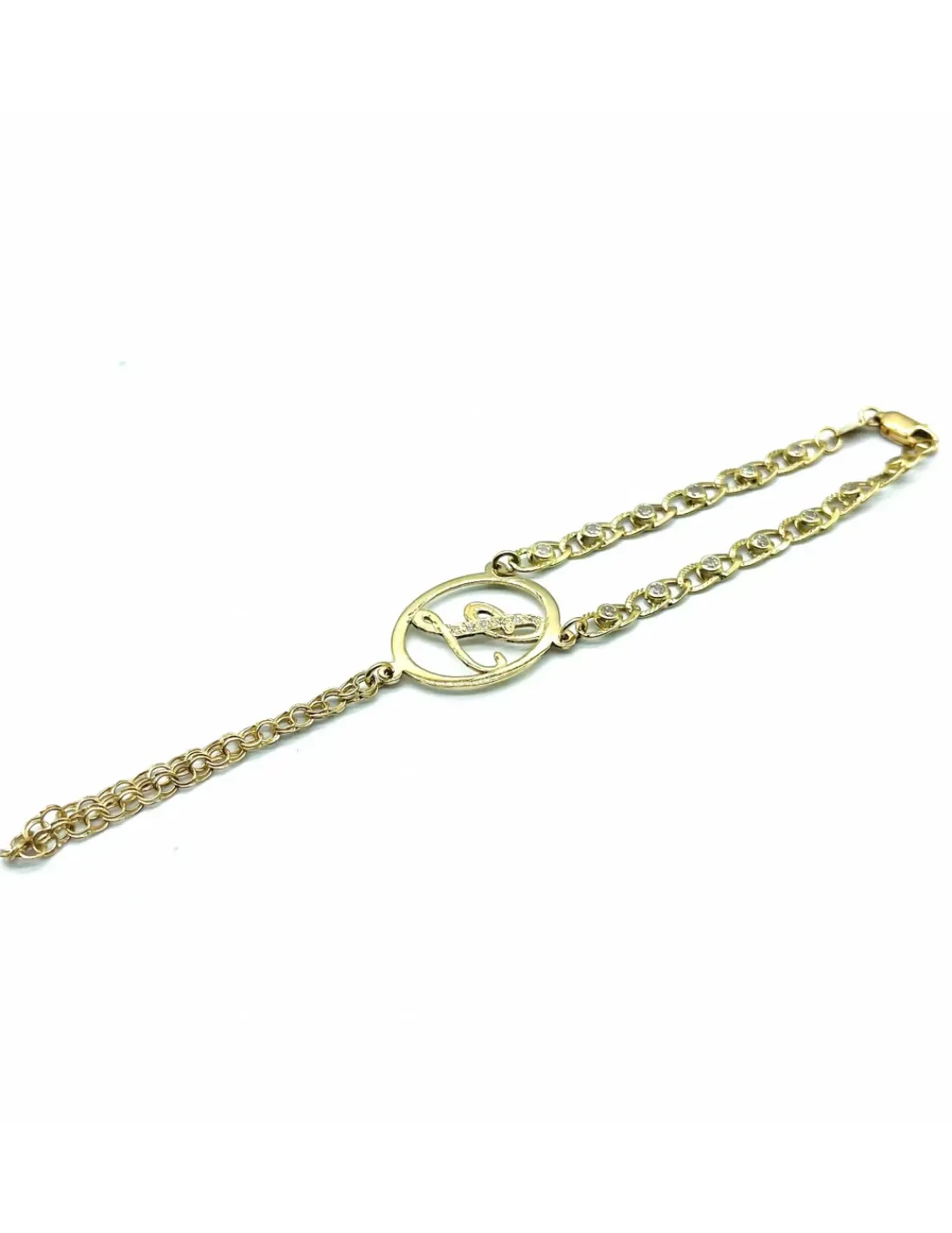 Cheap Manita circonitas letra L 18k - 13.5 cm Manitas|Pulseras De Plata