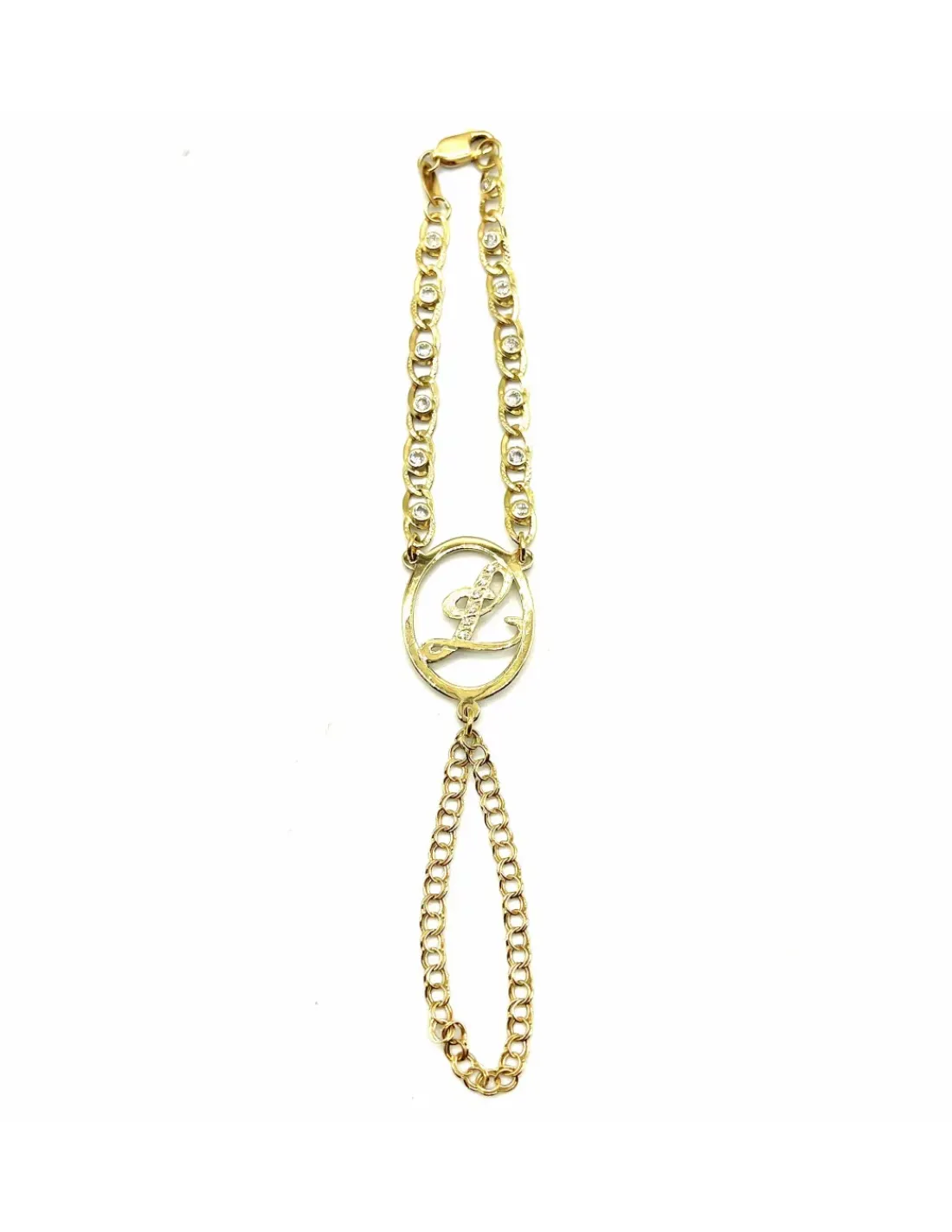 Cheap Manita circonitas letra L 18k - 13.5 cm Manitas|Pulseras De Plata