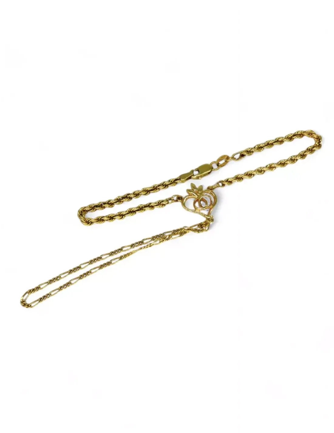 Best Sale Manita de cordón con corazón calado y alianzas entrelazadas oro 18k - 19cm Pulseras De Oro|Manitas