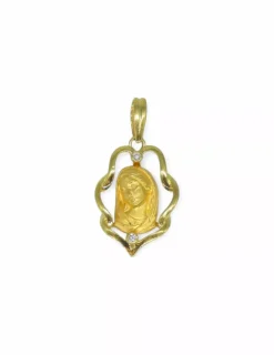 New Medalla calada Virgen María con circonitas oro 18k Medalla De La Virgen|Colgante Con La Virgen