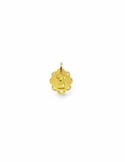 Clearance Medalla Virgen niña con bordes tallados oro 18k Colgante Para Bebé Y Niños