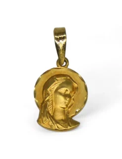Fashion Medalla Virgen niña labrada oro 18k - 2.3cm Medalla De La Virgen|Colgante Con La Virgen