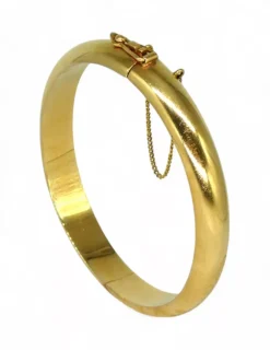New Media caña lisa oro 18k - 6,5cm Pulseras De Plata|Pulseras De Oro