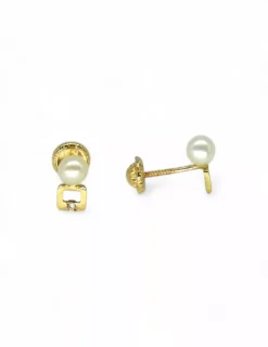 Flash Sale Pendiente niña cuadrado perla oro 18k Pendientes De Oro|Pendientes De Perlas