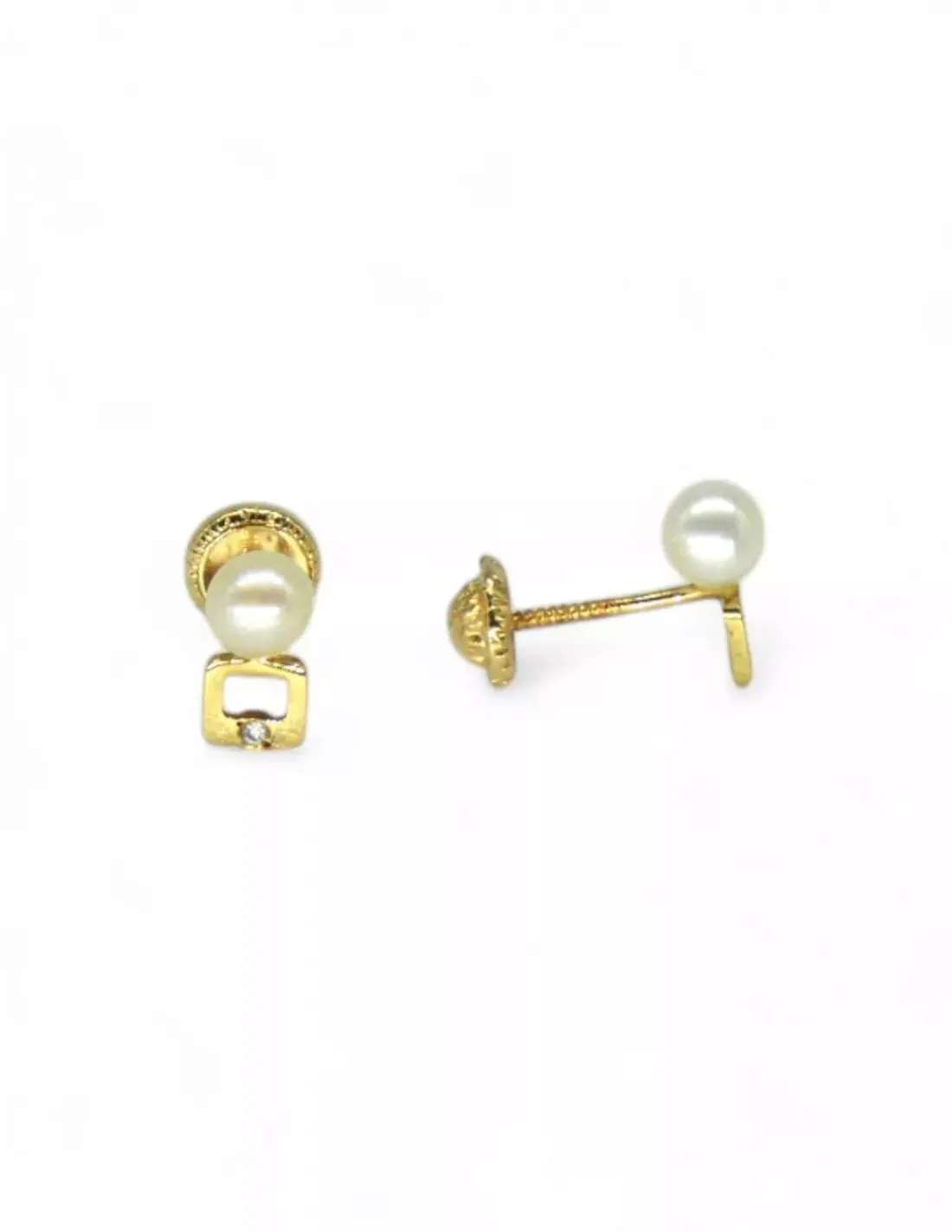 Flash Sale Pendiente niña cuadrado perla oro 18k Pendientes De Oro|Pendientes De Perlas