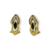 Online Pendientes alargados con circonitas y piedra negra oro 18k Pendientes De Oro