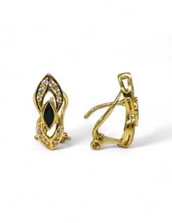 Online Pendientes alargados con circonitas y piedra negra oro 18k Pendientes De Oro