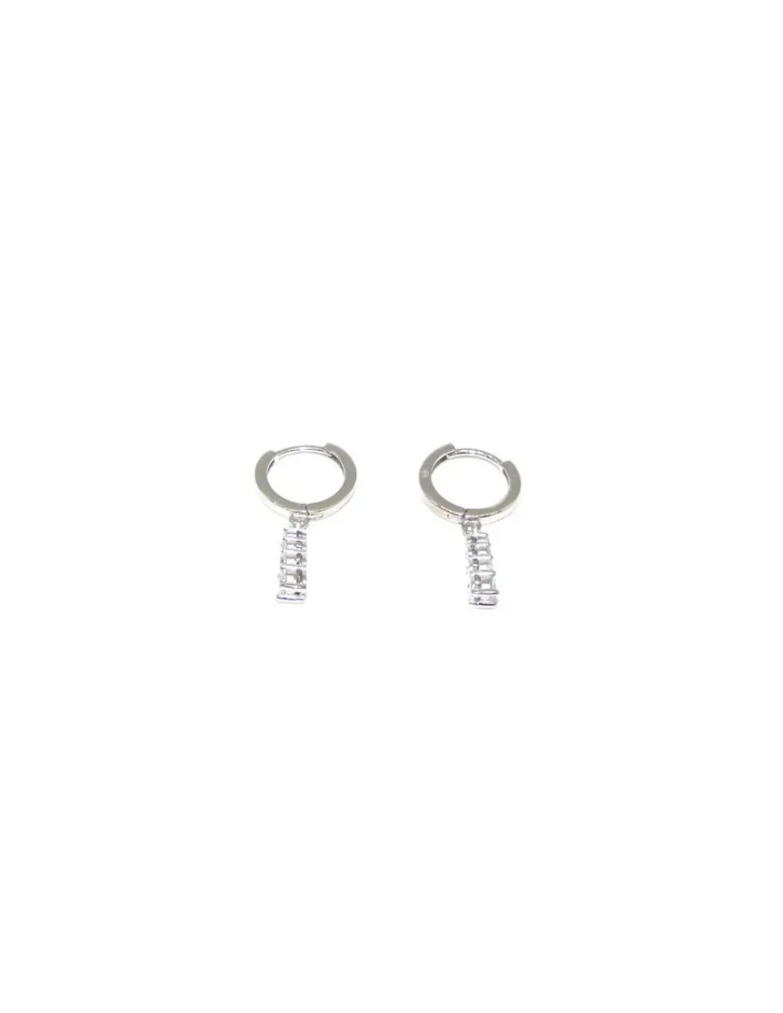 Flash Sale Pendientes argolla y tira circonitas colgante plata rodiada Pendientes De Plata