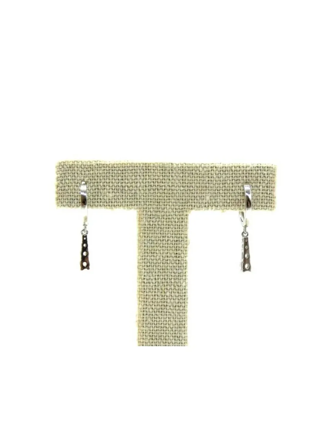 Flash Sale Pendientes argolla y tira circonitas colgante plata rodiada Pendientes De Plata