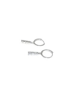 Flash Sale Pendientes argolla y tira circonitas colgante plata rodiada Pendientes De Plata