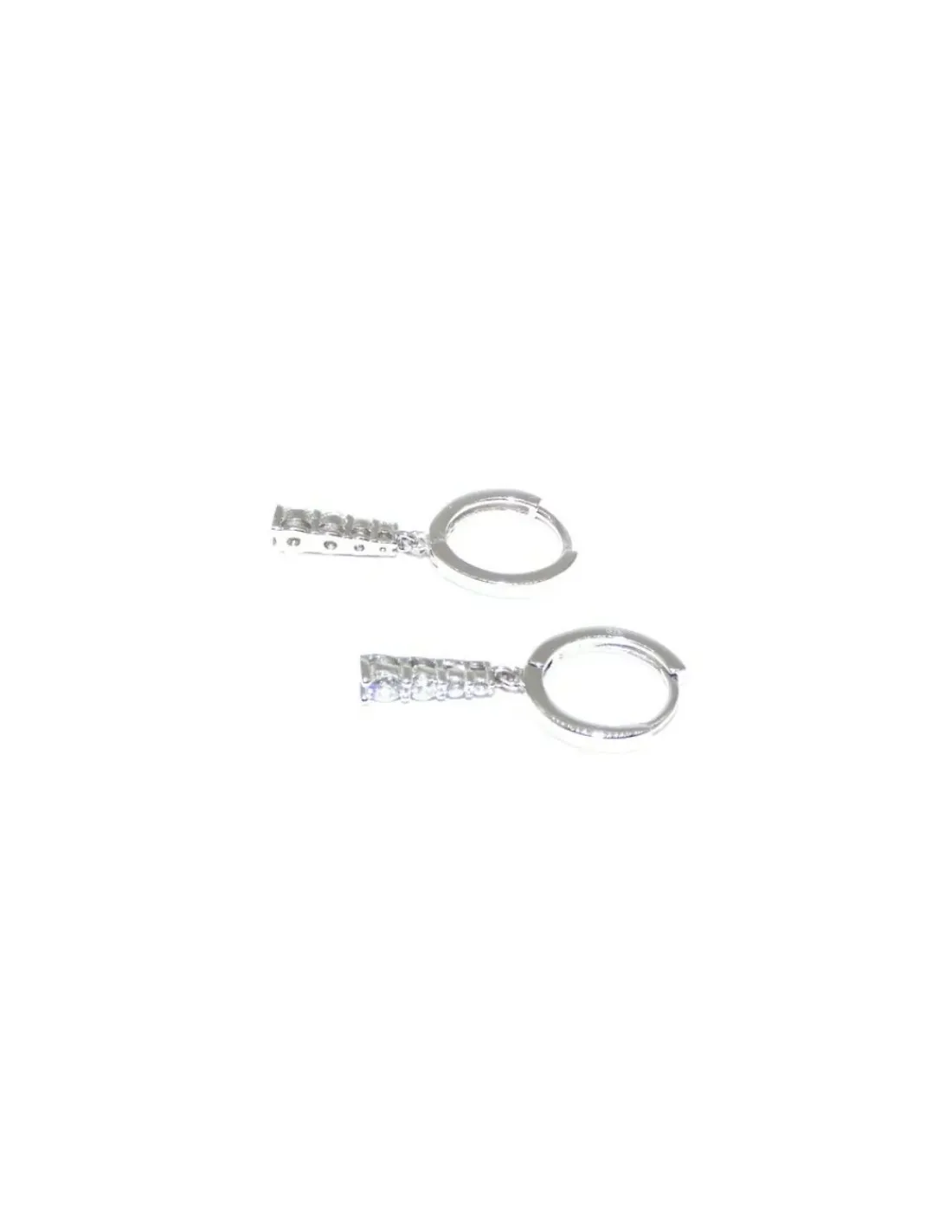 Flash Sale Pendientes argolla y tira circonitas colgante plata rodiada Pendientes De Plata