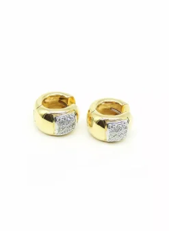 New Pendientes aro anchos con diamantes oro 18k Pendientes Con Brillantes|Aros De Oro