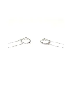 Sale Pendientes aro con punto de luz y cadena Aros De Plata
