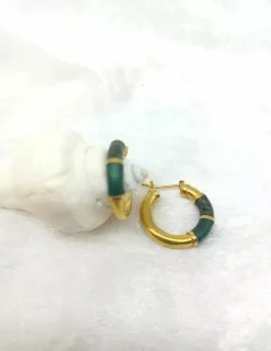 Hot Pendientes aro lacado verde oro 18k Aros De Oro