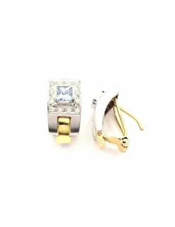 Best Sale Pendientes bicolor aguamarina y circonitas oro 18k Especial Piedras Preciosas|Pendientes De Oro