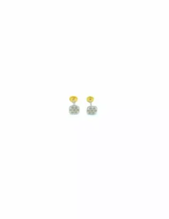 Cheap Pendientes bicolor circonitas oro 18k - 1cm - 0,74gr Pendientes De Oro