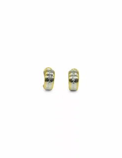 Hot Pendientes bicolor labrados oro 18k Pendientes De Oro
