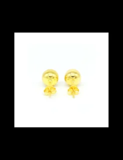 Hot Pendientes bola plata de Ley chapada oro - 8mm Pendientes De Plata