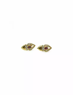 Discount Pendientes calados con rubíe y circonitas oro 18k Pendientes De Oro