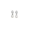 New Pendientes circonitas lágrima y perla cultivada plata rodio Pendientes De Plata