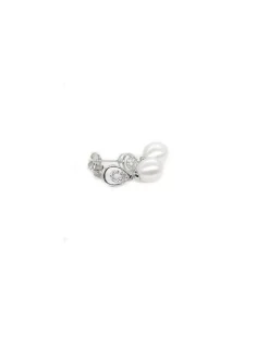 New Pendientes circonitas lágrima y perla cultivada plata rodio Pendientes De Plata