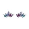 New Pendientes circonitas violetas y verdes plata 925 Pendientes De Plata