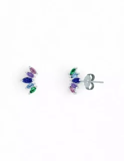 New Pendientes circonitas violetas y verdes plata 925 Pendientes De Plata