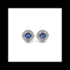 Store Pendientes circonitas y zafiro central plata de Ley rodiado - 12mm Pendientes De Plata