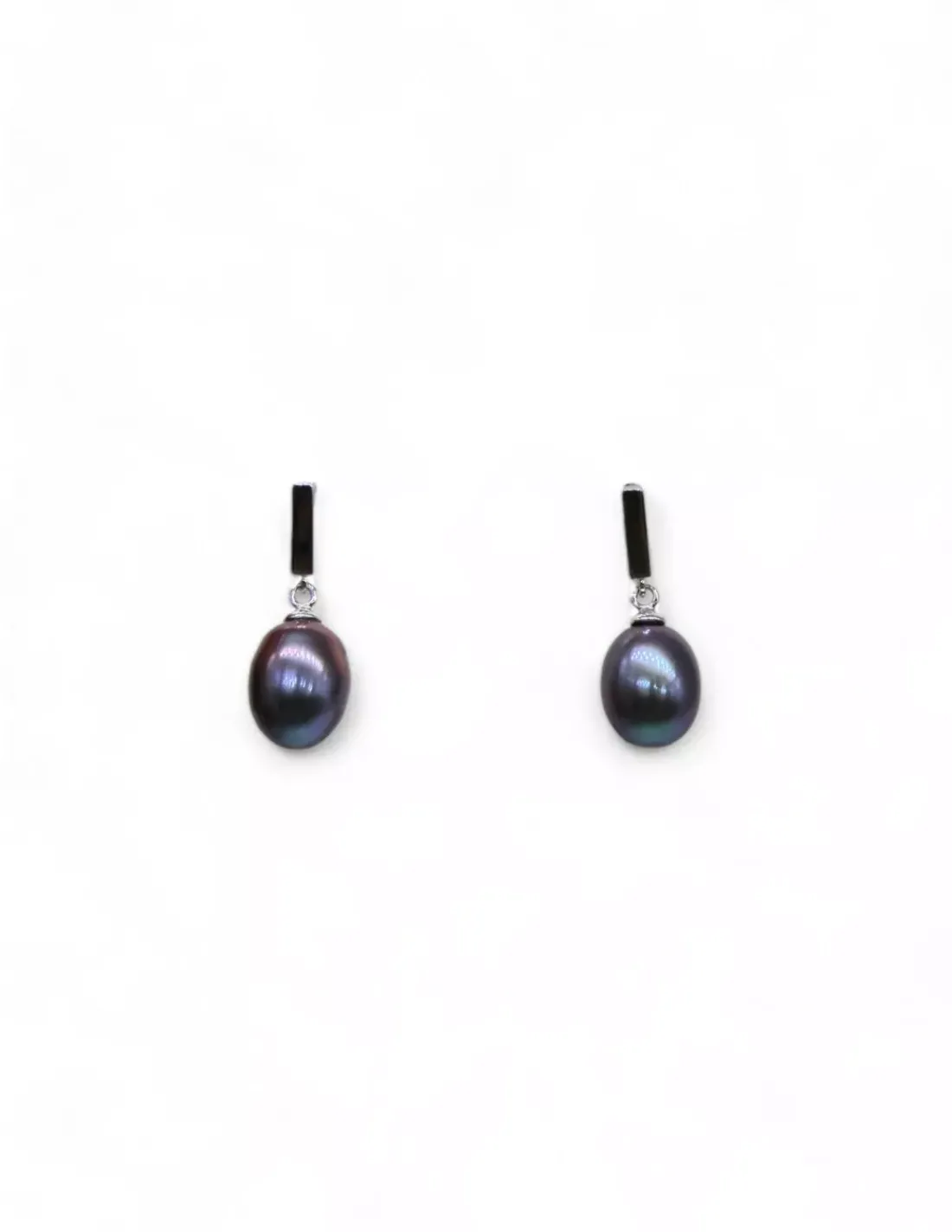 Store Pendientes colgantes con perla cultivada gris plata 925 Pendientes De Perlas|Pendientes De Plata