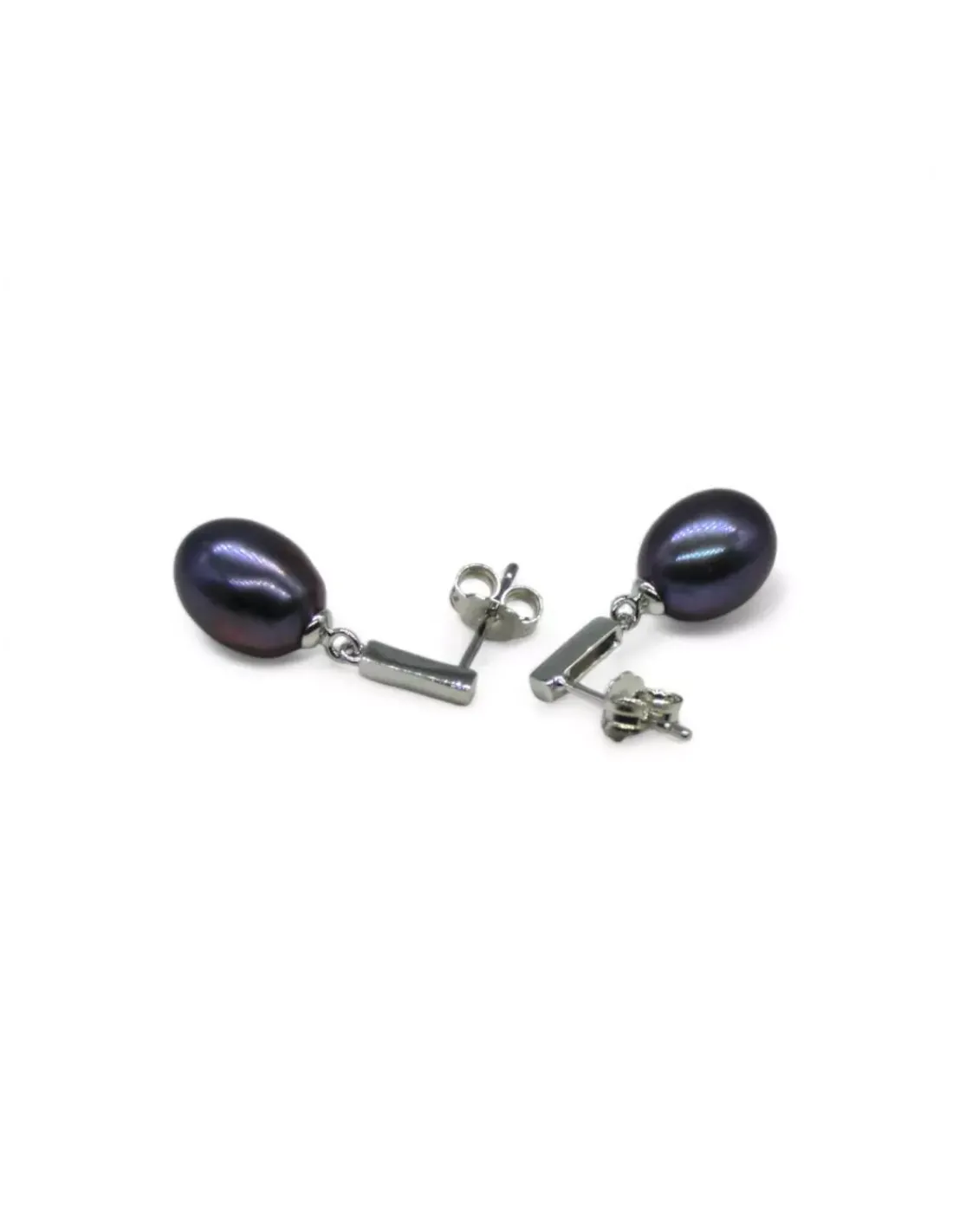 Store Pendientes colgantes con perla cultivada gris plata 925 Pendientes De Perlas|Pendientes De Plata