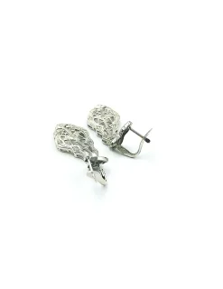 Fashion Pendientes colgantes con circonitas oro blanco 18k - 4cm Pendientes De Oro