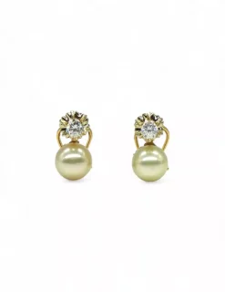 Sale Pendientes con perla y circonita oro 18k Pendientes De Oro