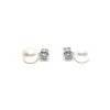 New Pendientes con perla y circonita chatón plata rodiada Pendientes De Plata