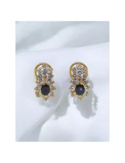 Flash Sale Pendientes corona circonitas y piedra azul oro 18k Pendientes De Oro